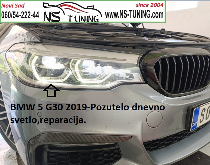 bmw 5 g30 2019 2020 led pozutelo dnevno svetlo angel prsten ne radi reparacija servis farova novi sad sombor ns tuning